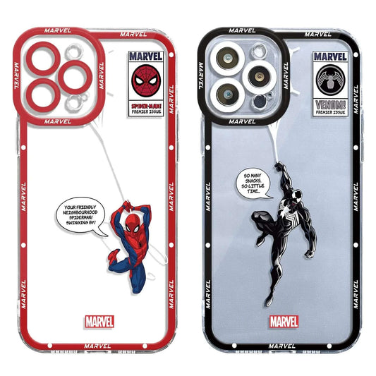 Marvel Hero SpiderMan/Venom Silicone Clear Case Red SpiderMan / iPhone 14