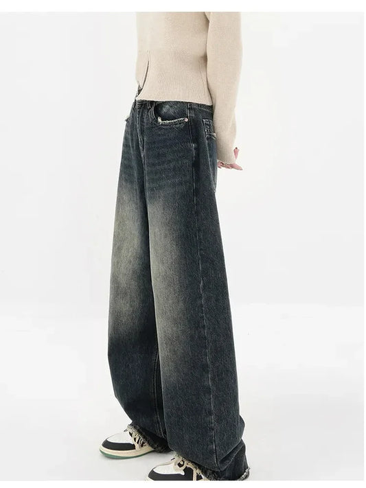 High Waist Retro Jeans: Loose-Fit Denim Trousers for Women